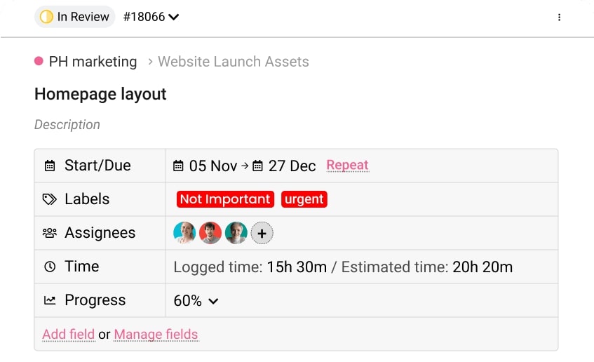 Task with priority labels