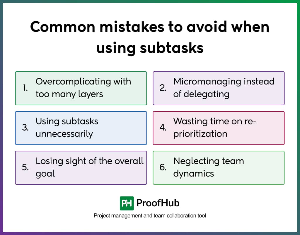 Common mistakes to avoid when using subtasks