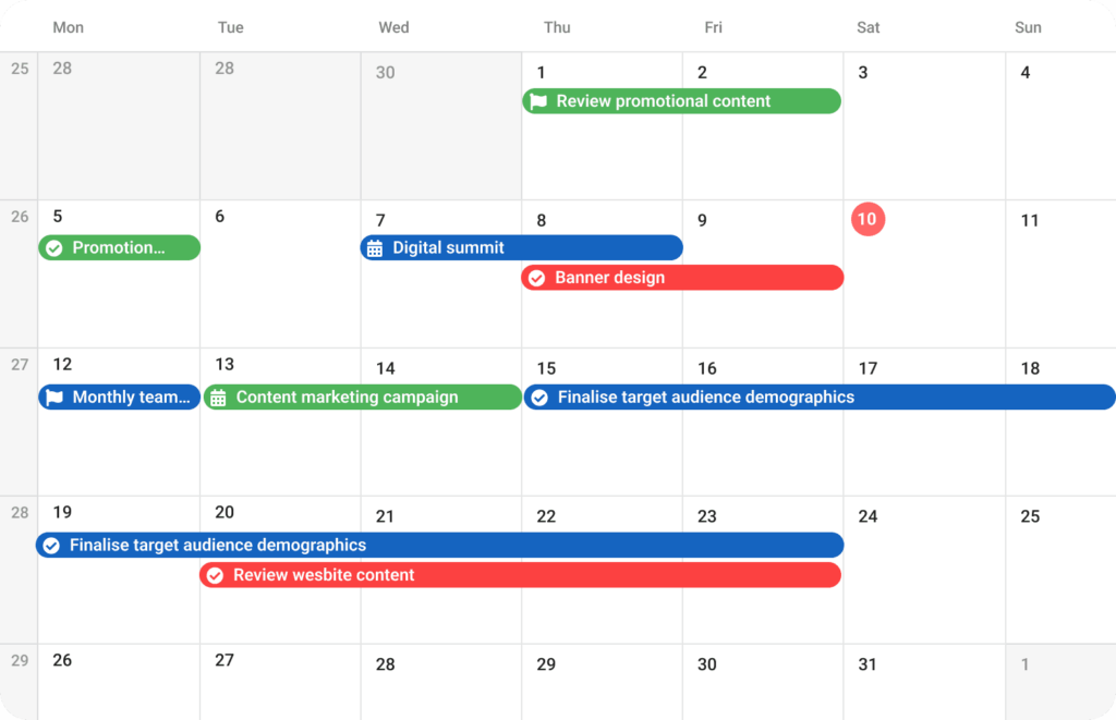 project scheduling calendar