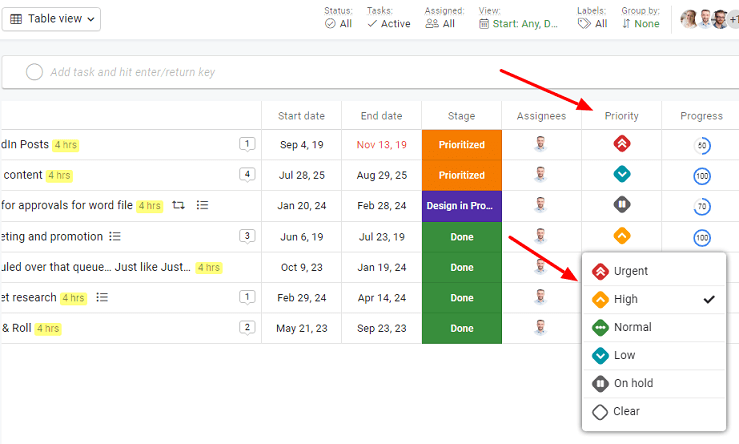 Set priority of your tasks with custom priority field while creating tasks in ProofHub