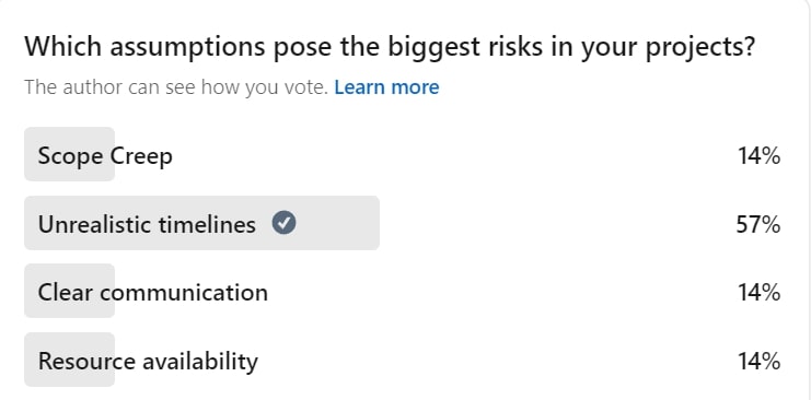 Project risks survey on Linkedin