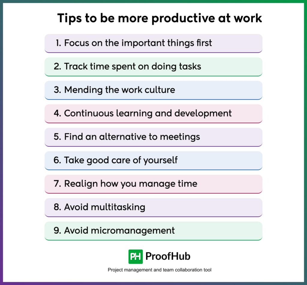 Tips to be more productive at work