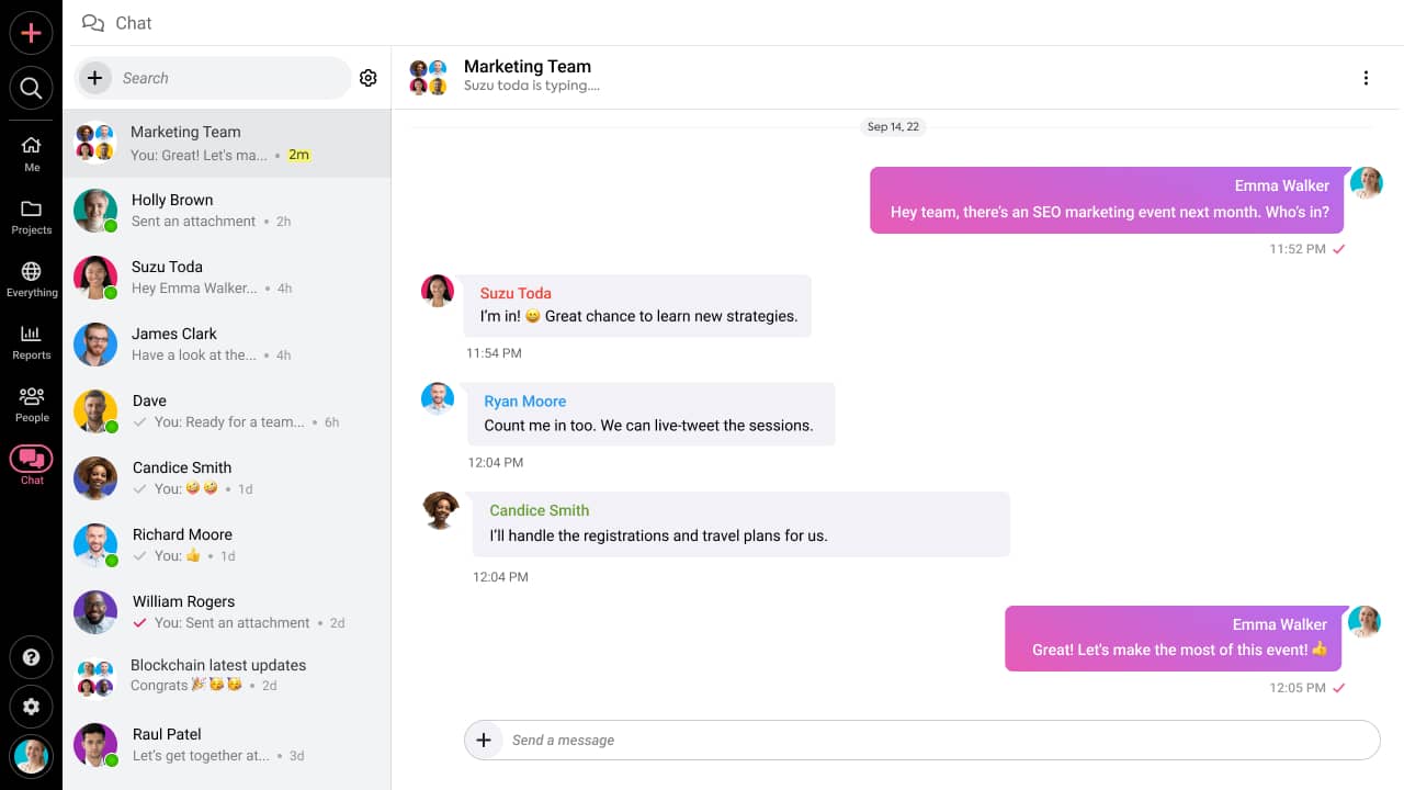 chat in ProofHub