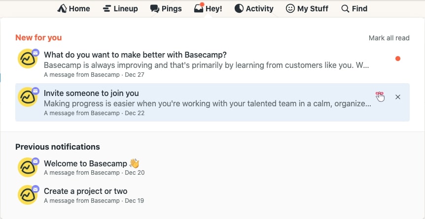 Basecamp notifications