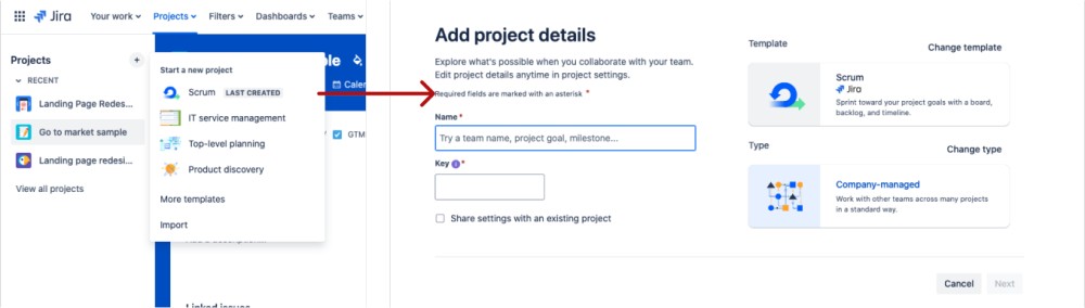 Project setup in Jira