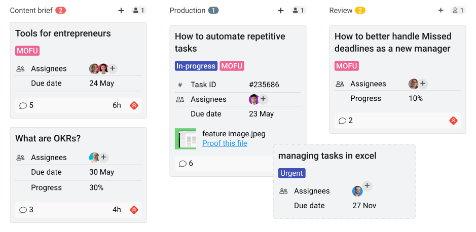 Move tasks quickly through ProofHub’s drag and drop feature